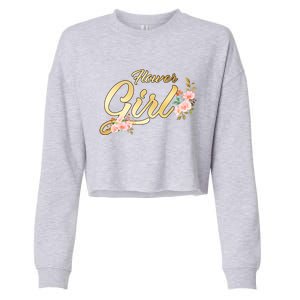 Flower Girl Floral Cute Wedding Cropped Pullover Crew