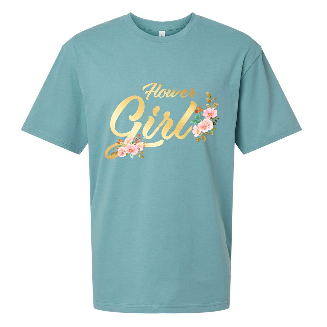 Flower Girl Floral Cute Wedding Sueded Cloud Jersey T-Shirt