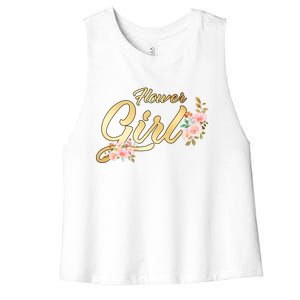 Flower Girl Floral Cute Wedding Women's Racerback Cropped Tank