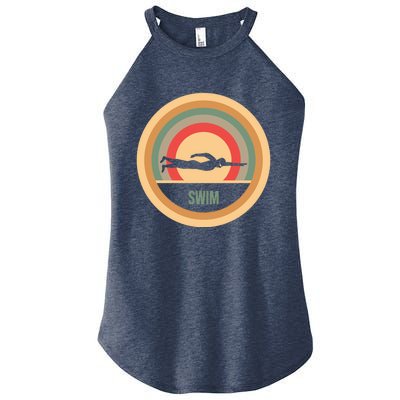 Funny Gift For Swimmers Retro Vintage Swimming Women’s Perfect Tri Rocker Tank