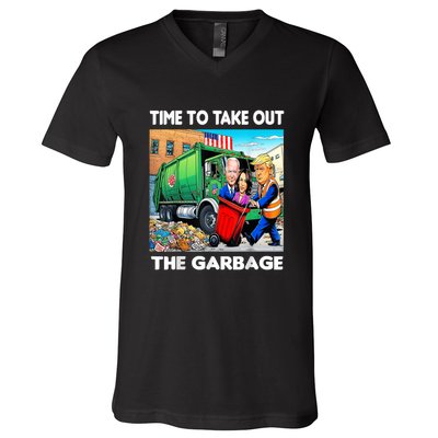 Funny Garbage For Trump 2024 Time To Take Out The Garbage V-Neck T-Shirt