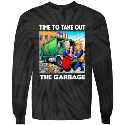 Funny Garbage For Trump 2024 Time To Take Out The Garbage Tie-Dye Long Sleeve Shirt