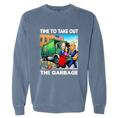 Funny Garbage For Trump 2024 Time To Take Out The Garbage Garment-Dyed Sweatshirt