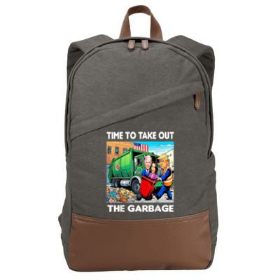 Funny Garbage For Trump 2024 Time To Take Out The Garbage Cotton Canvas Backpack