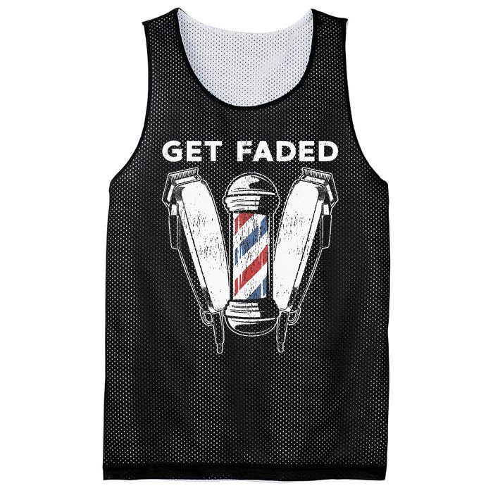 Funny Get Faded Barber Gift For Men Women Cool Hairstylist Mesh Reversible Basketball Jersey Tank