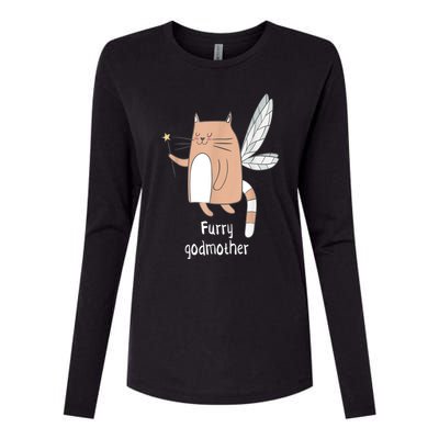 Furry Godmother Funny Cat Godmother Cute Cat Lover Womens Cotton Relaxed Long Sleeve T-Shirt