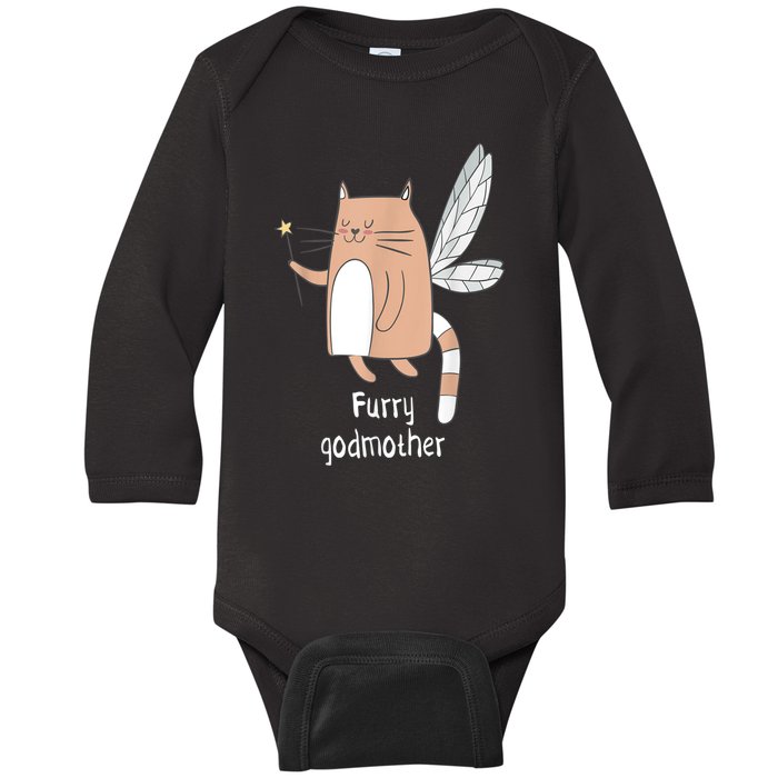 Furry Godmother Funny Cat Godmother Cute Cat Lover Baby Long Sleeve Bodysuit