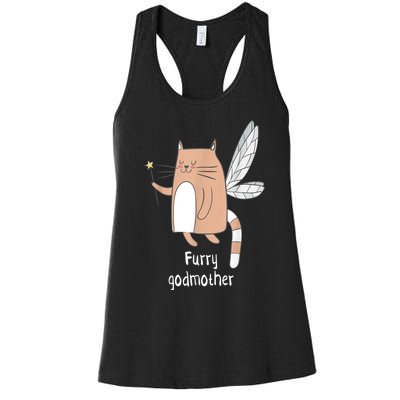 Furry Godmother Funny Cat Godmother Cute Cat Lover Women's Racerback Tank