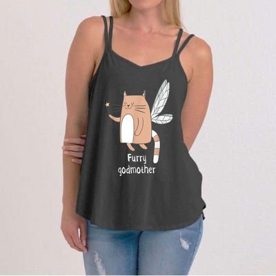 Furry Godmother Funny Cat Godmother Cute Cat Lover Women's Strappy Tank