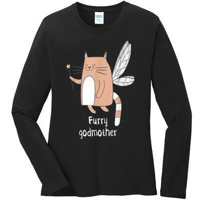 Furry Godmother Funny Cat Godmother Cute Cat Lover Ladies Long Sleeve Shirt