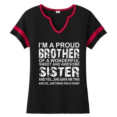 Funny Gift For Brother From Awesome Sister Birthday Xmas Ladies Halftime Notch Neck Tee