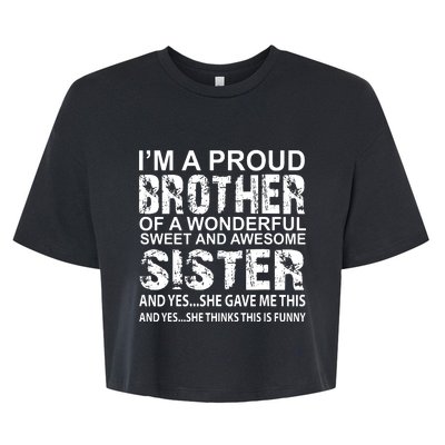 Funny Gift For Brother From Awesome Sister Birthday Xmas Bella+Canvas Jersey Crop Tee