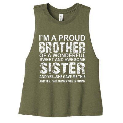 Funny Gift For Brother From Awesome Sister Birthday Xmas Women's Racerback Cropped Tank