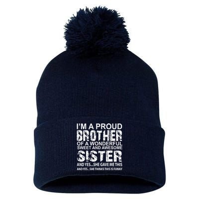 Funny Gift For Brother From Awesome Sister Birthday Xmas Pom Pom 12in Knit Beanie