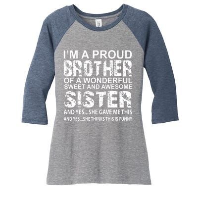 Funny Gift For Brother From Awesome Sister Birthday Xmas Women's Tri-Blend 3/4-Sleeve Raglan Shirt