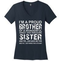 Funny Gift For Brother From Awesome Sister Birthday Xmas Women's V-Neck T-Shirt