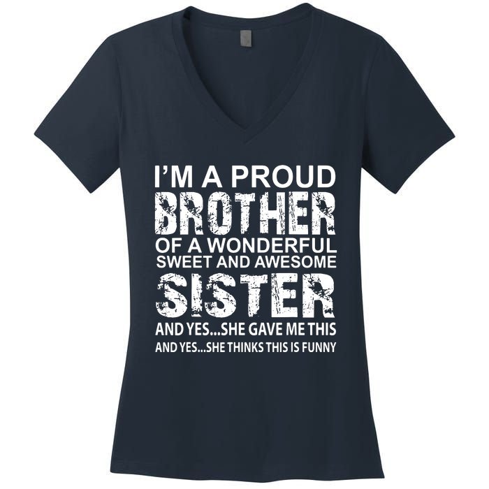 Funny Gift For Brother From Awesome Sister Birthday Xmas Women's V-Neck T-Shirt