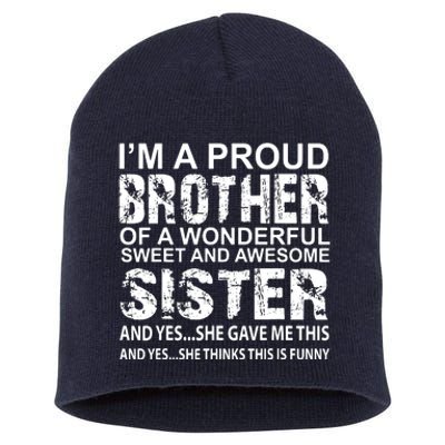 Funny Gift For Brother From Awesome Sister Birthday Xmas Short Acrylic Beanie