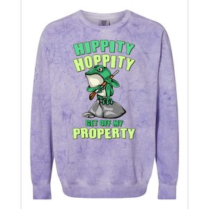 Funny Gun Frog Hippity Hoppity Get Off My Property Colorblast Crewneck Sweatshirt