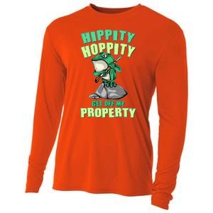 Funny Gun Frog Hippity Hoppity Get Off My Property Cooling Performance Long Sleeve Crew