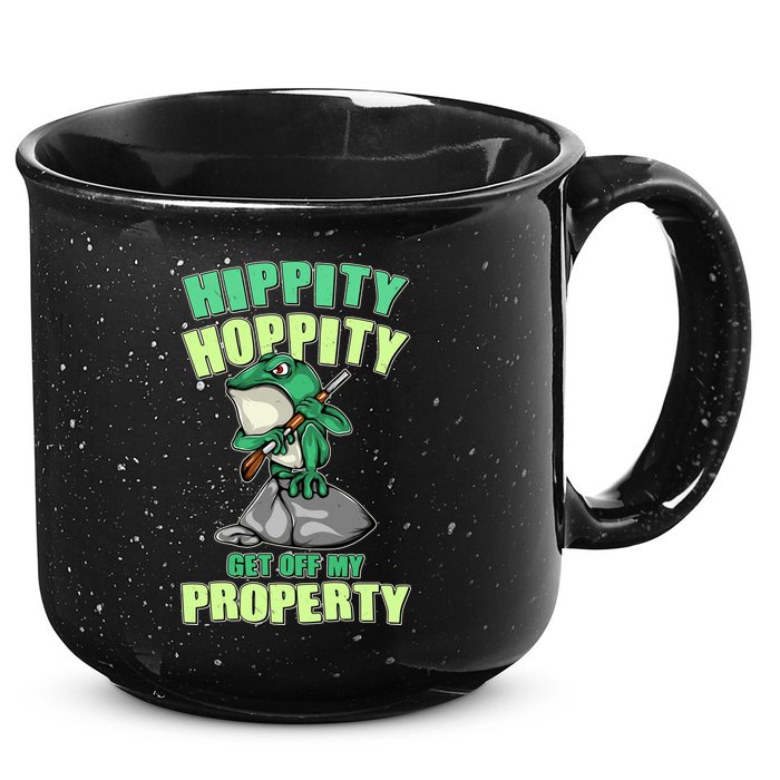 Funny Gun Frog Hippity Hoppity Get Off My Property 15oz Campfire Ceramic Mug
