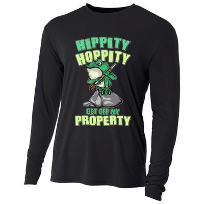 Funny Gun Frog Hippity Hoppity Get Off My Property Cooling Performance Long Sleeve Crew