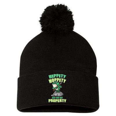 Funny Gun Frog Hippity Hoppity Get Off My Property Pom Pom 12in Knit Beanie
