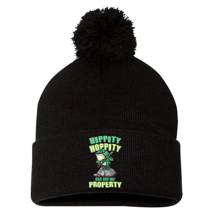 Funny Gun Frog Hippity Hoppity Get Off My Property Pom Pom 12in Knit Beanie