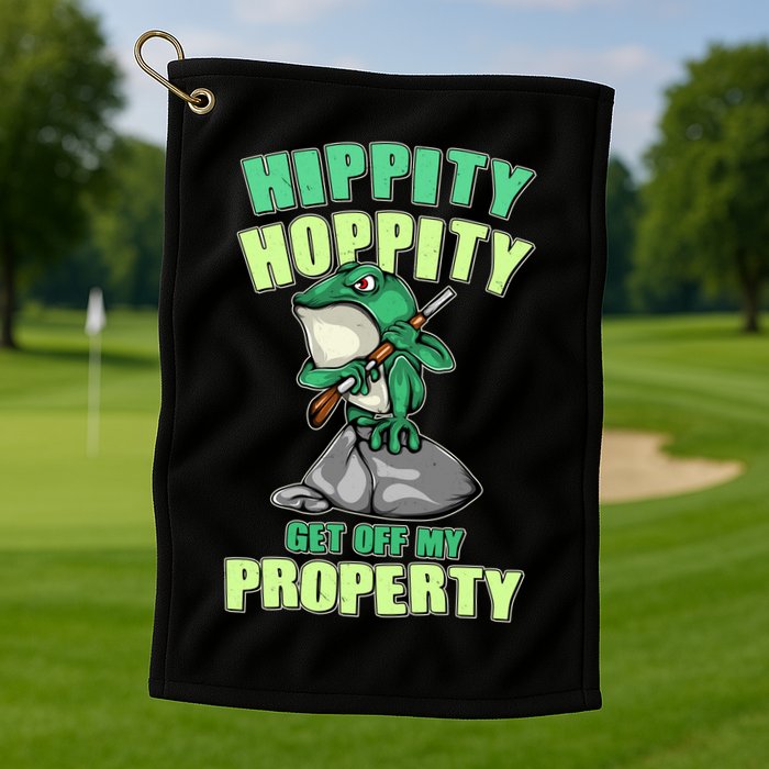 Funny Gun Frog Hippity Hoppity Get Off My Property Golf Towel