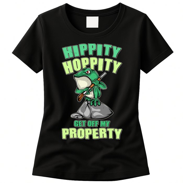 Funny Gun Frog Hippity Hoppity Get Off My Property Womens T-Shirt