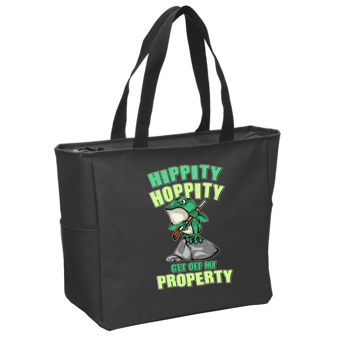 Funny Gun Frog Hippity Hoppity Get Off My Property Zip Tote Bag