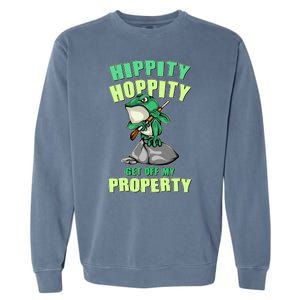 Funny Gun Frog Hippity Hoppity Get Off My Property Garment-Dyed Sweatshirt