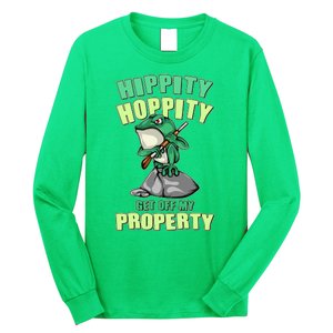 Funny Gun Frog Hippity Hoppity Get Off My Property Long Sleeve Shirt