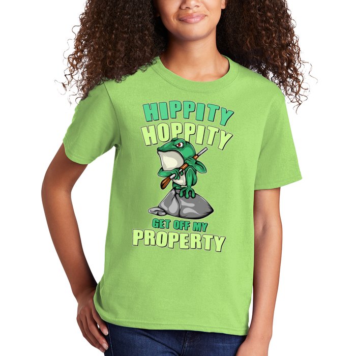 Funny Gun Frog Hippity Hoppity Get Off My Property Kids T-Shirt