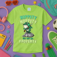 Funny Gun Frog Hippity Hoppity Get Off My Property Kids T-Shirt