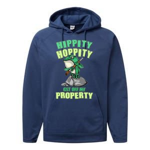 Funny Gun Frog Hippity Hoppity Get Off My Property Performance Fleece Hoodie