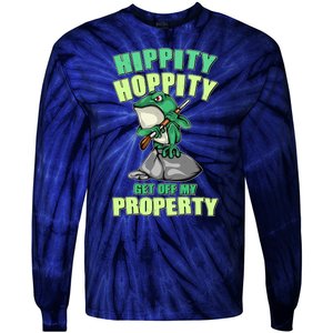 Funny Gun Frog Hippity Hoppity Get Off My Property Tie-Dye Long Sleeve Shirt