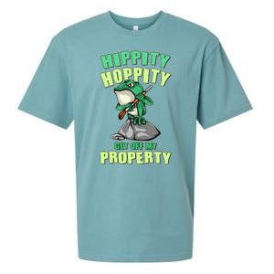 Funny Gun Frog Hippity Hoppity Get Off My Property Sueded Cloud Jersey T-Shirt