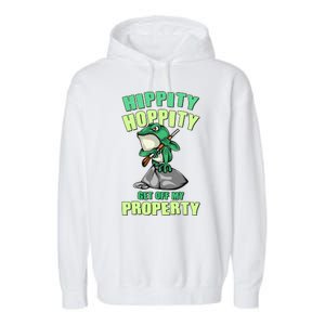 Funny Gun Frog Hippity Hoppity Get Off My Property Garment-Dyed Fleece Hoodie