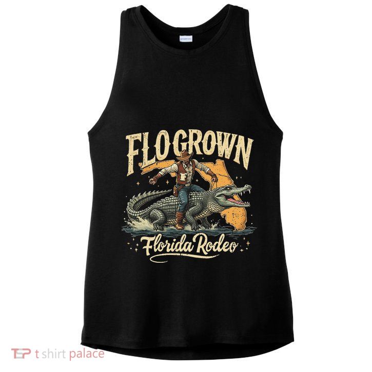 Flo Grown Florida Fl Alligator Rodeo Ladies PosiCharge Tri-Blend Wicking Tank