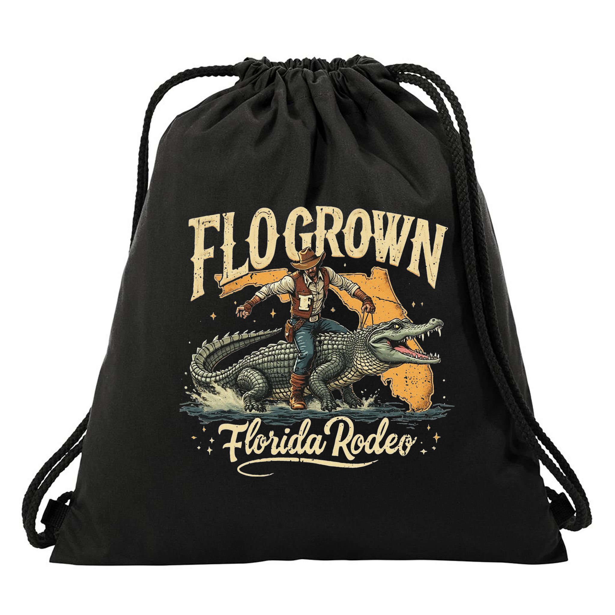 Flo Grown Florida Fl Alligator Rodeo Drawstring Bag