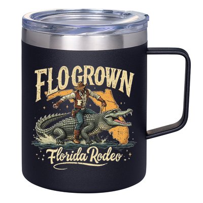 Flo Grown Florida Fl Alligator Rodeo 12oz Stainless Steel Coffee Mug