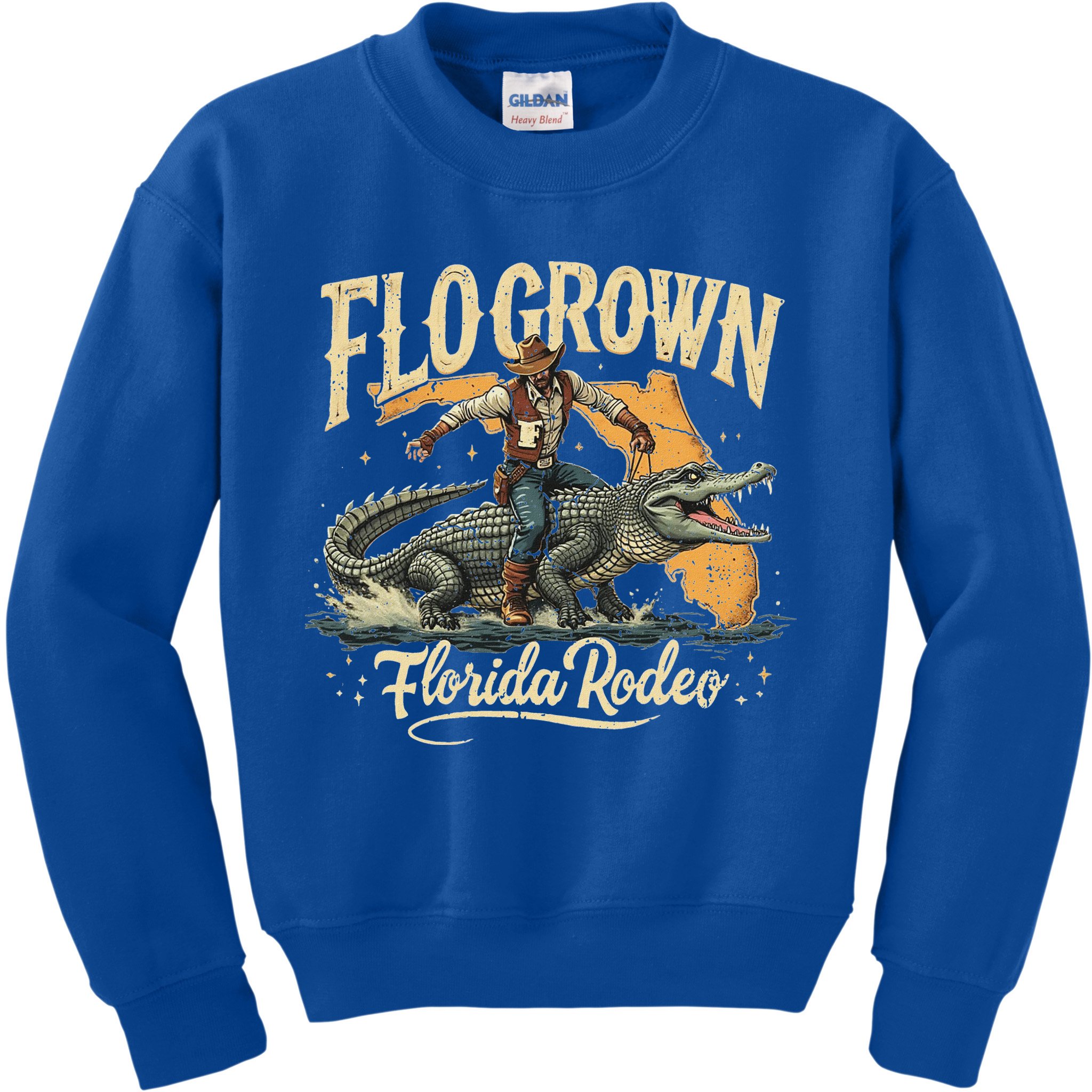 Flo Grown Florida Fl Alligator Rodeo Kids Sweatshirt