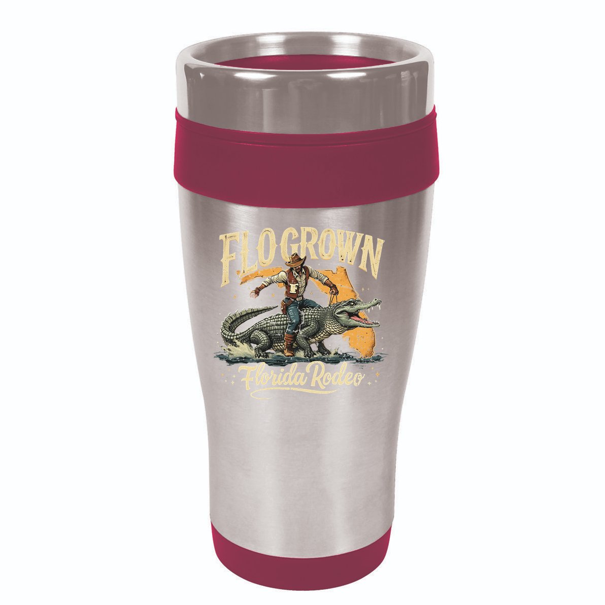 Flo Grown Florida Fl Alligator Rodeo 16oz Travel Tumbler