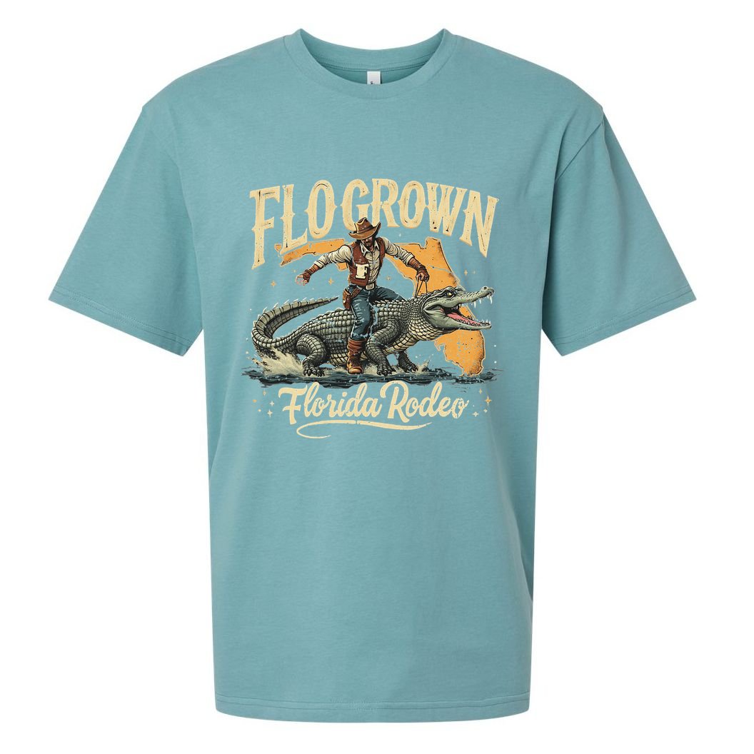 Flo Grown Florida Fl Alligator Rodeo Sueded Cloud Jersey T-Shirt