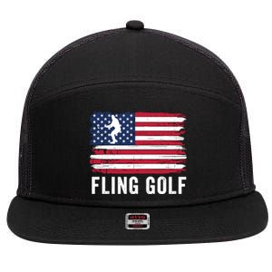 Fling Golf Funny Making Golf Courses Great Again 7 Panel Mesh Trucker Snapback Hat