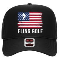 Fling Golf Funny Making Golf Courses Great Again High Crown Mesh Back Trucker Hat