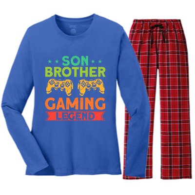 Funny Gamer Family Son Brother Gaming Legend Brother Gaming Gift Women's Long Sleeve Flannel Pajama Set 