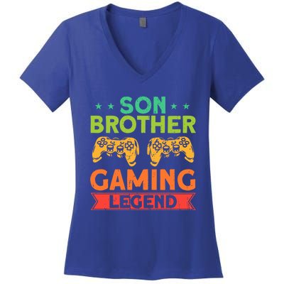 Funny Gamer Family Son Brother Gaming Legend Brother Gaming Gift Women's V-Neck T-Shirt