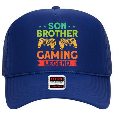 Funny Gamer Family Son Brother Gaming Legend Brother Gaming Gift High Crown Mesh Back Trucker Hat